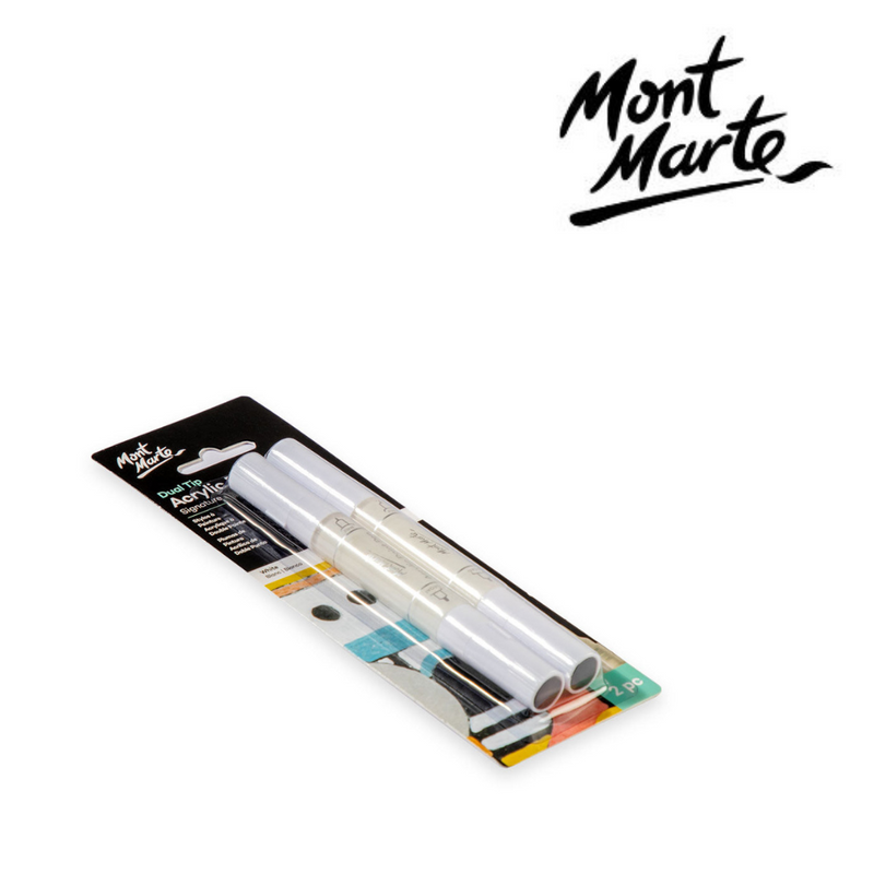 MM Acrylic Paint Pens Dual Tip White 2pc set for bright highlights, lettering and craft projects