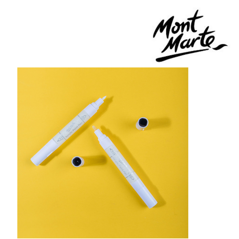 MM Acrylic Paint Pens Dual Tip White 2pc set for bright highlights, lettering and craft projects