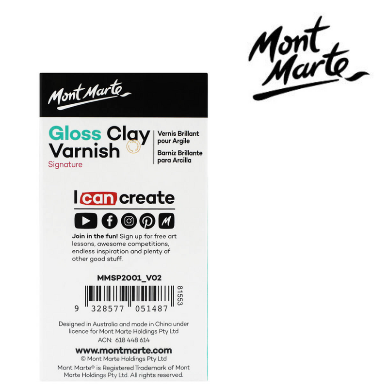 MM Clay Varnish Gloss 120ml for sealing and adding a shiny protective finish to air-dry clay and craft clay projects.