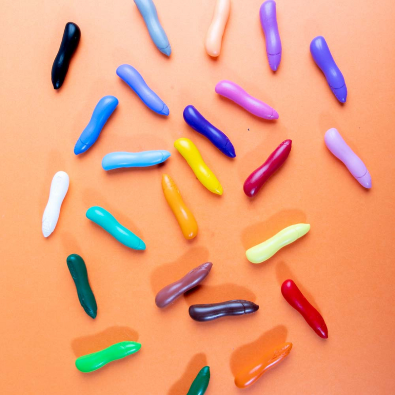 MM corn-shape crayons 24pc easy grip crayons for kids colouring and school projects