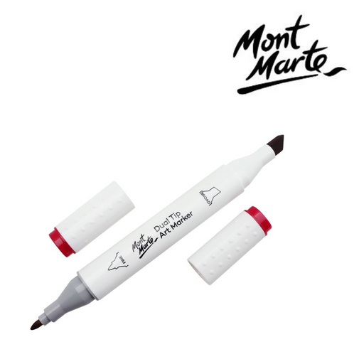 Mont Marte MM Premium Dual Tip Alcohol Art Marker in Carmine R3 with fine tip and chisel tip