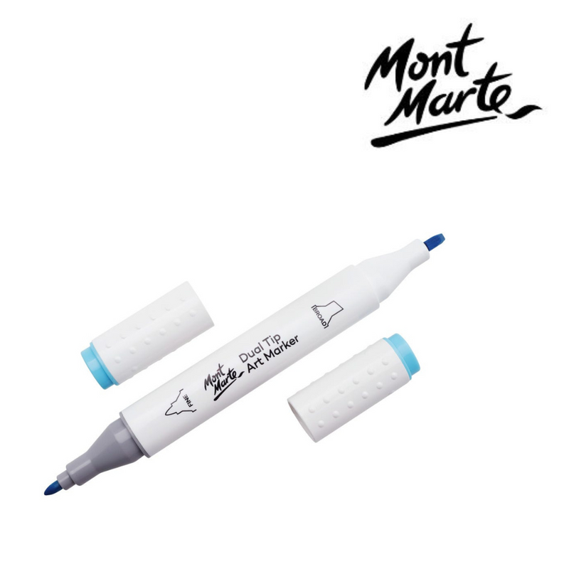 MM Dual Tip Alcohol Art Marker Cyan B5 with broad and fine tips for blending and illustration