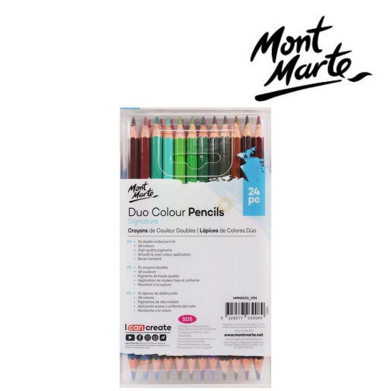 MM Duo Colour Pencils 24pc set – double-ended coloured pencils with 48 colours for drawing, shading and colouring
