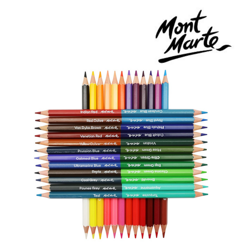 MM Duo Colour Pencils 24pc set – double-ended coloured pencils with 48 colours for drawing, shading and colouring