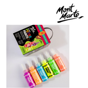 MM Fluoro Poster Paint Set 6pc x 60ml fluorescent neon poster paints for kids school projects, posters, crafts and classroom art – thumbnail