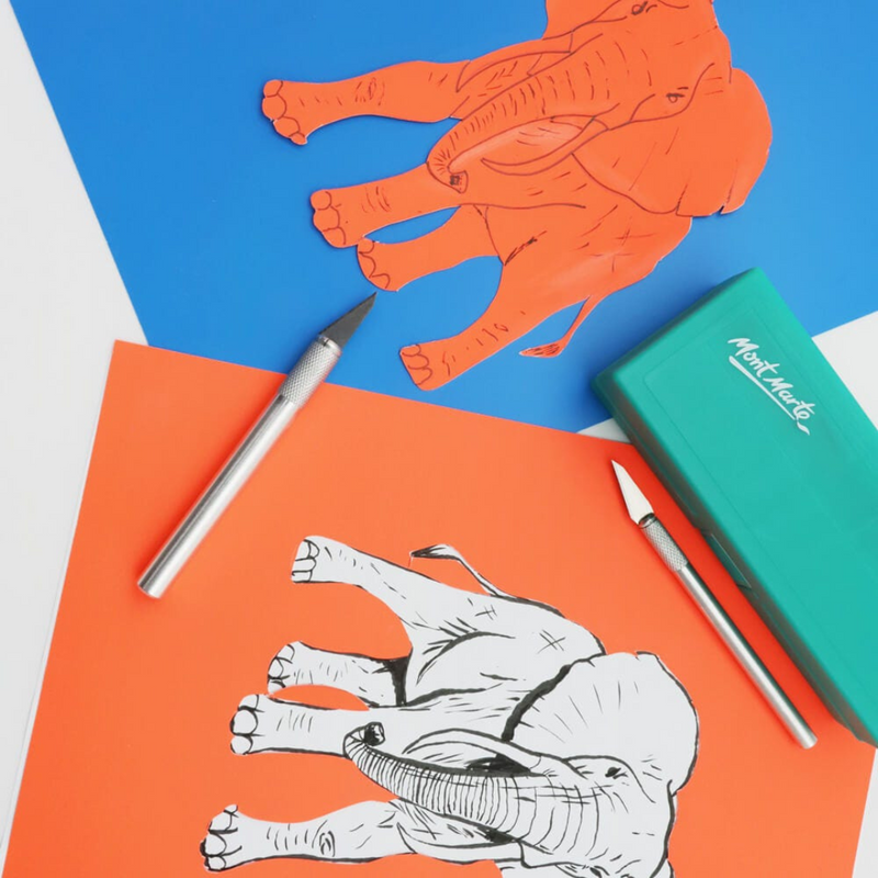 MM precision hobby cutter set with assorted SK5 blades for paper and vinyl cutting