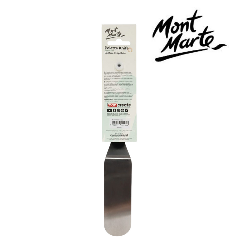 MM Large Palette Knife No. 3 with flexible stainless steel angled blade and beech wood handle for mixing paint and creating texture