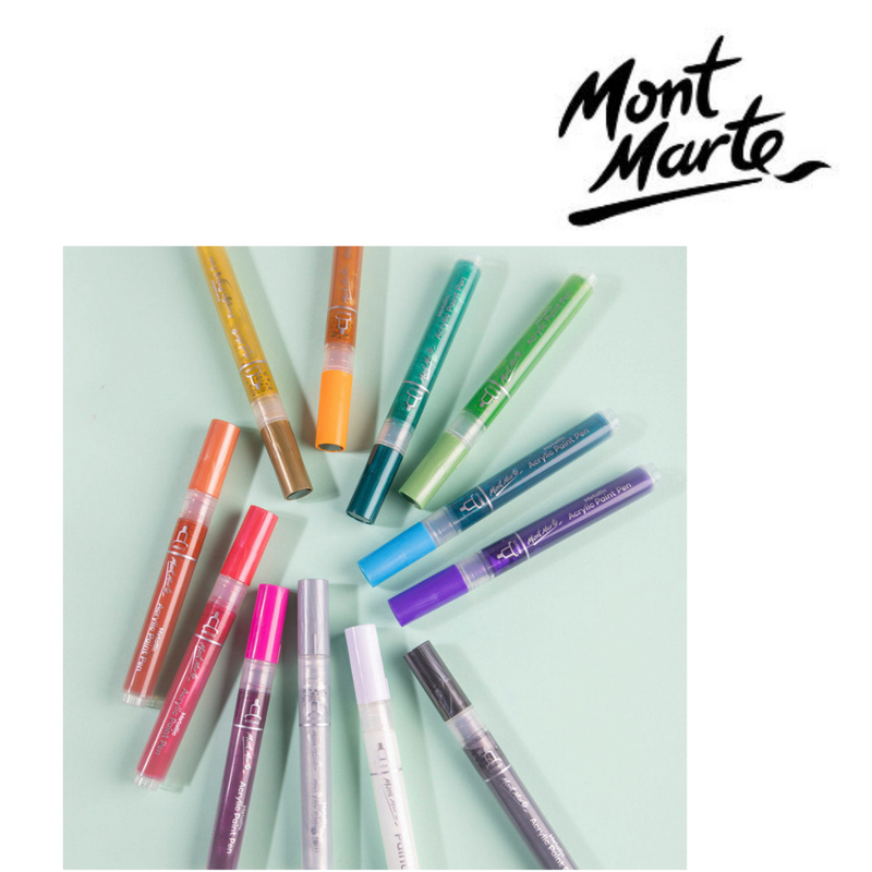 MM broad tip metallic acrylic paint pen set 12pc for rocks, wood, canvas and posters