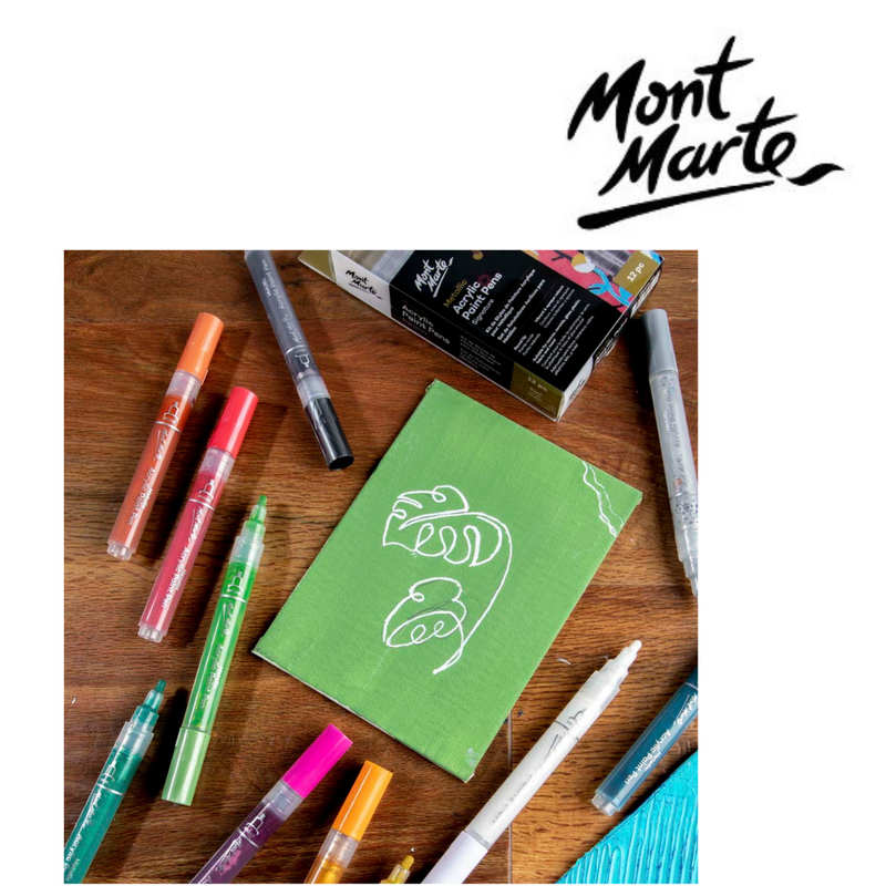 MM broad tip metallic acrylic paint pen set 12pc for rocks, wood, canvas and posters