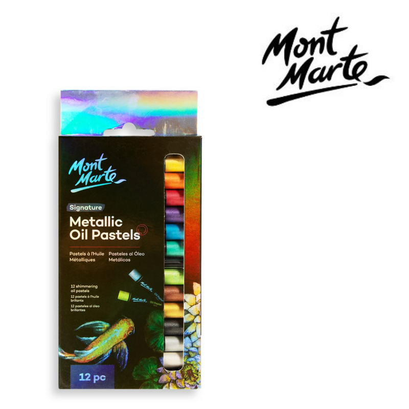 MM Metallic Oil Pastels 12pc shimmer pastel crayons for drawing, highlights and crafts