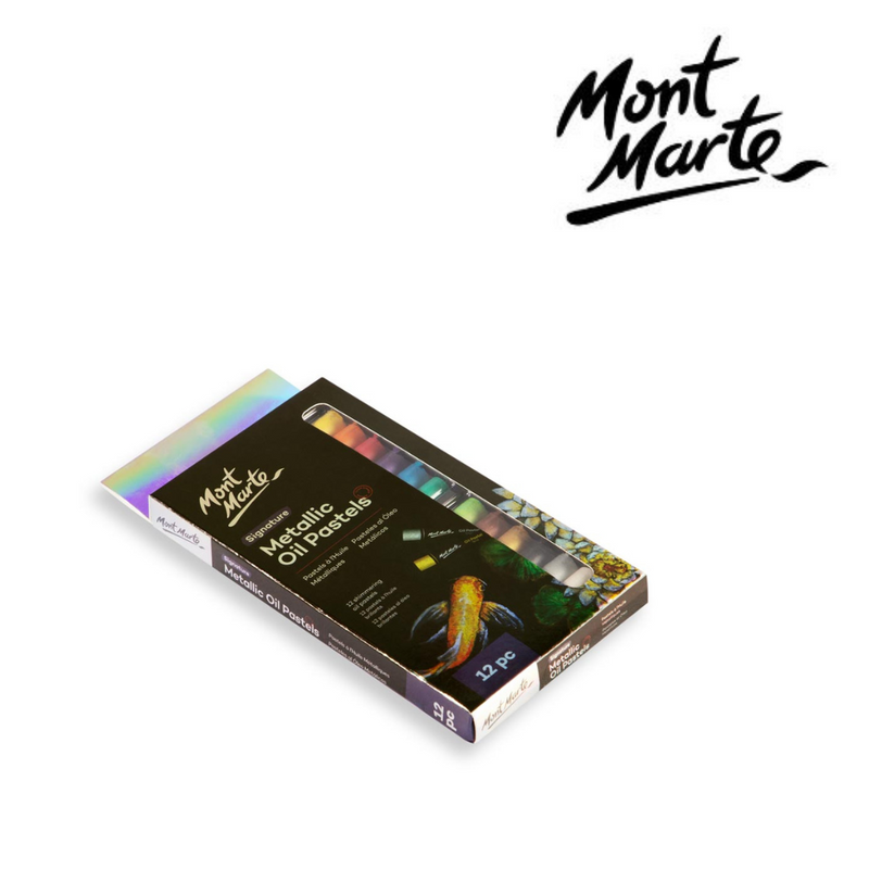 MM Metallic Oil Pastels 12pc shimmer pastel crayons for drawing, highlights and crafts