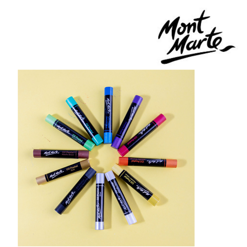 MM Metallic Oil Pastels 12pc shimmer pastel crayons for drawing, highlights and crafts