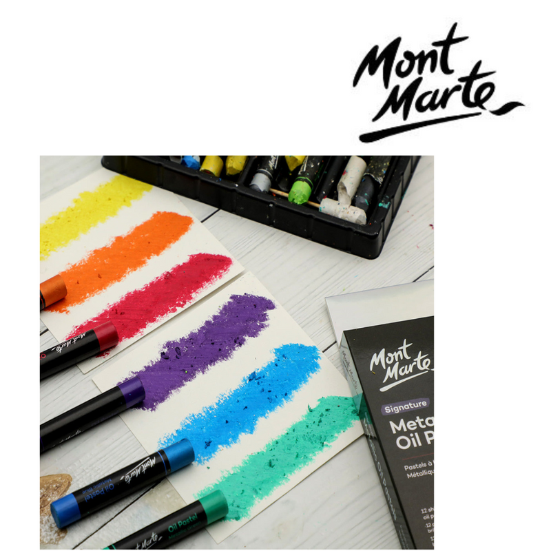 MM Metallic Oil Pastels 12pc shimmer pastel crayons for drawing, highlights and crafts