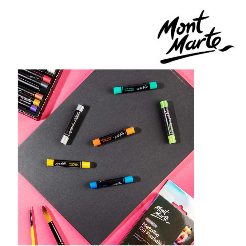 MM Metallic Oil Pastels 12pc shimmer pastel crayons for drawing, highlights and crafts