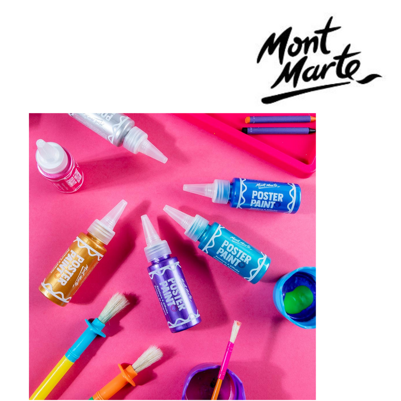 MM Metallic Poster Paint Set 6pc x 60ml shimmer paints for school projects and crafts