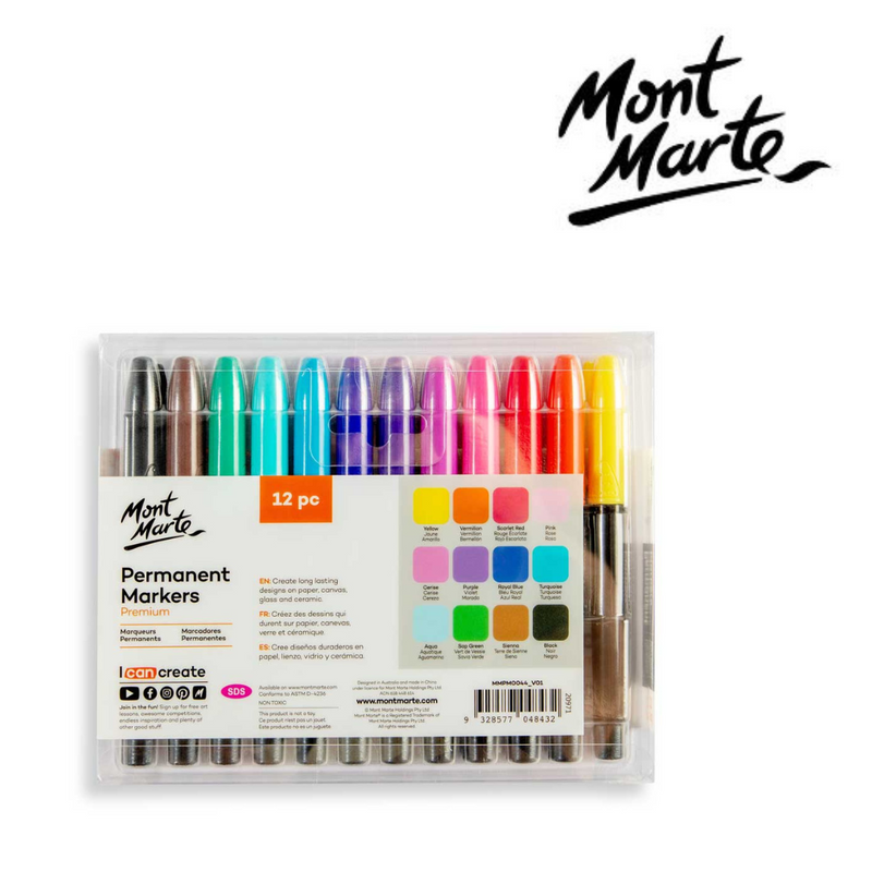 MM Permanent Markers 12pc set for bold labelling, signage and everyday writing on multiple surfaces