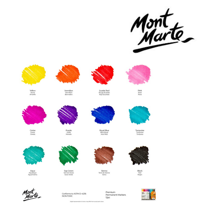 MM Permanent Markers 12pc set for bold labelling, signage and everyday writing on multiple surfaces
