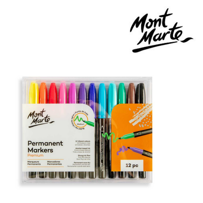 MM Permanent Markers 12pc set for bold labelling, signage and everyday writing on multiple surfaces