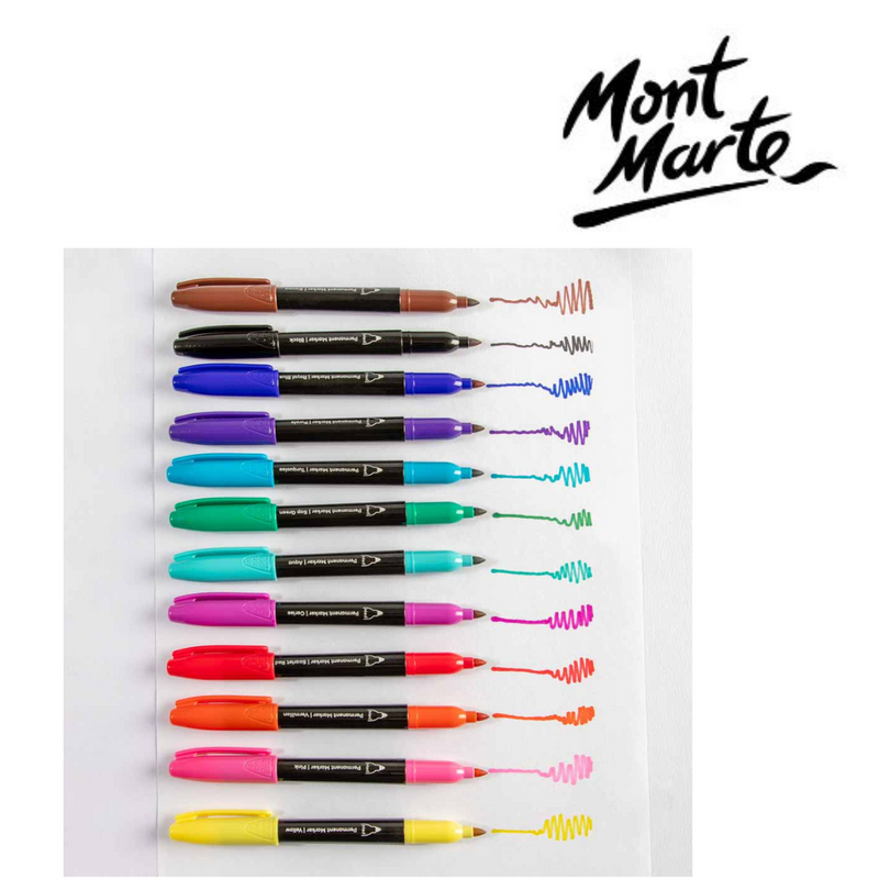 MM Permanent Markers 12pc set for bold labelling, signage and everyday writing on multiple surfaces