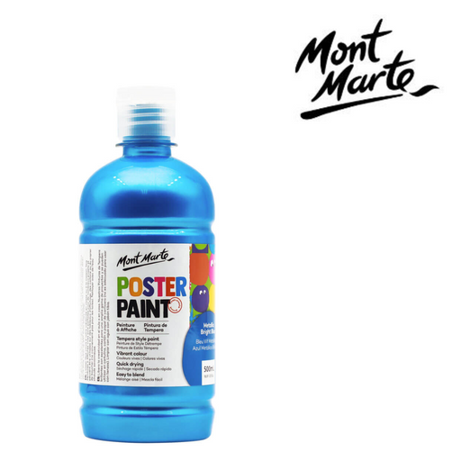 Metallic bright blue poster paint 500ml – MM shimmer poster colour for classroom art