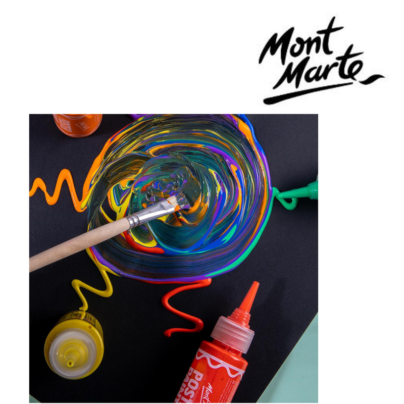 MM Poster Paint Set 6pc x 60ml assorted poster paints for kids school projects, posters, crafts and classroom art activities