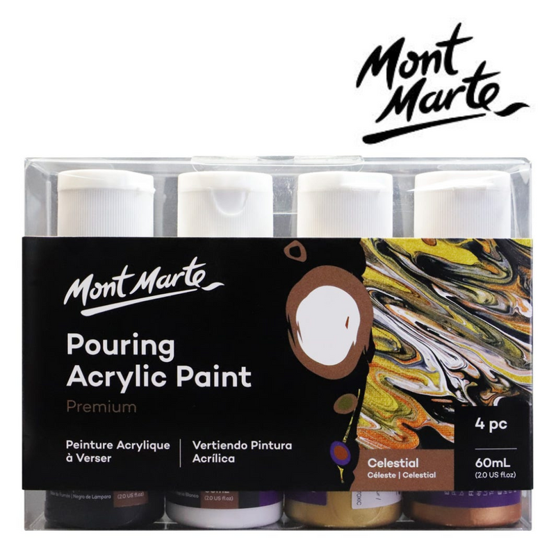 MM Celestial fluid acrylic paints 4 x 60ml for swipes, dirty pours and abstract canvas art
