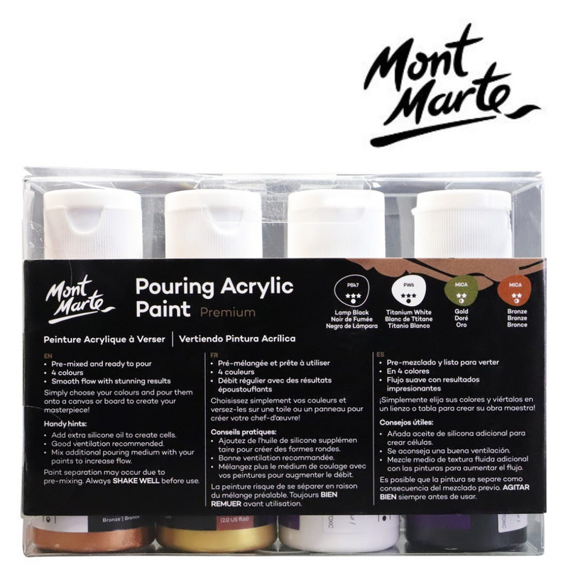 MM Celestial fluid acrylic paints 4 x 60ml for swipes, dirty pours and abstract canvas art