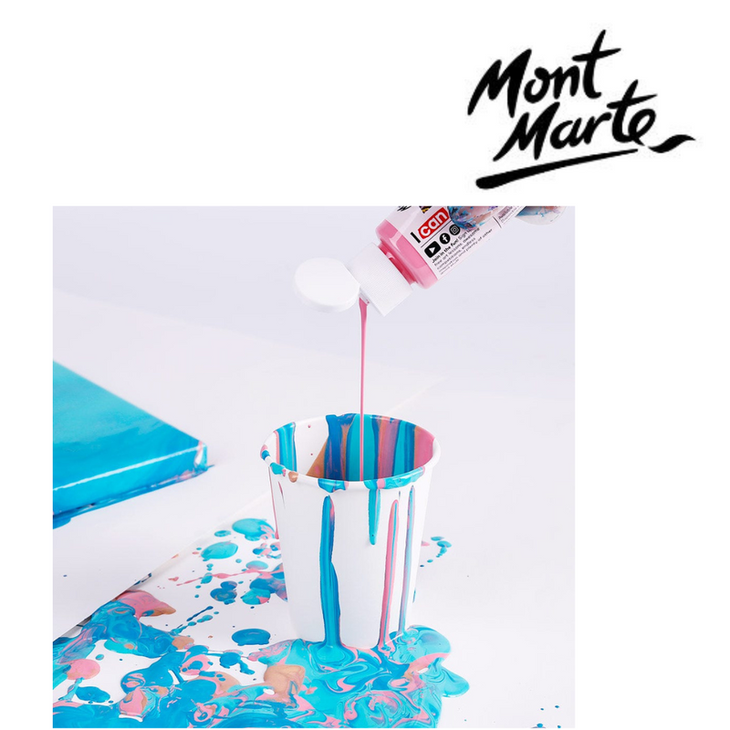 MM Pouring Acrylic Flamingo set 4pc x 60ml – four bottles of pink-themed pouring acrylic paint for fluid art, acrylic pouring and abstract swirl effects