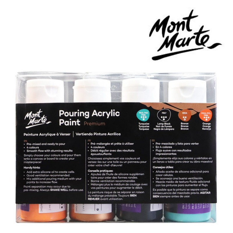 Pouring acrylic paint set Symphony – 4 colours, 60ml bottles for fluid art
