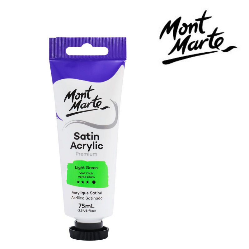 MM Satin Acrylic paint 75ml tube in Light Green colour