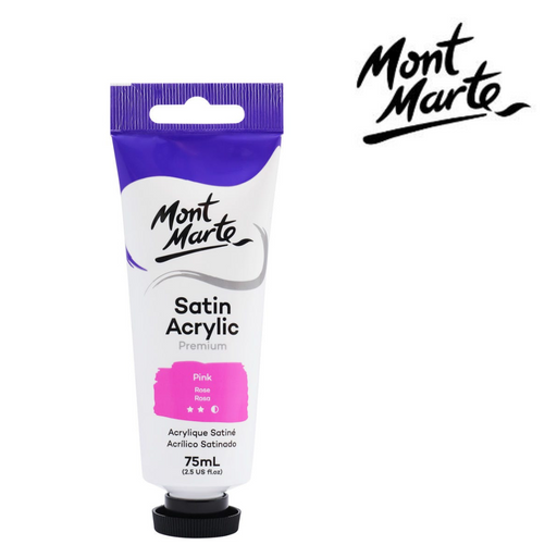 MM Satin Acrylic 75ml Pink tube acrylic paint for crafts, florals and canvas painting with satin sheen