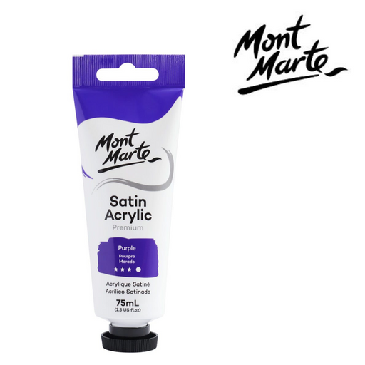 MM Satin Acrylic 75ml Purple – purple acrylic paint with a satin finish in a 75ml tube for canvas painting, crafts and mixed media.