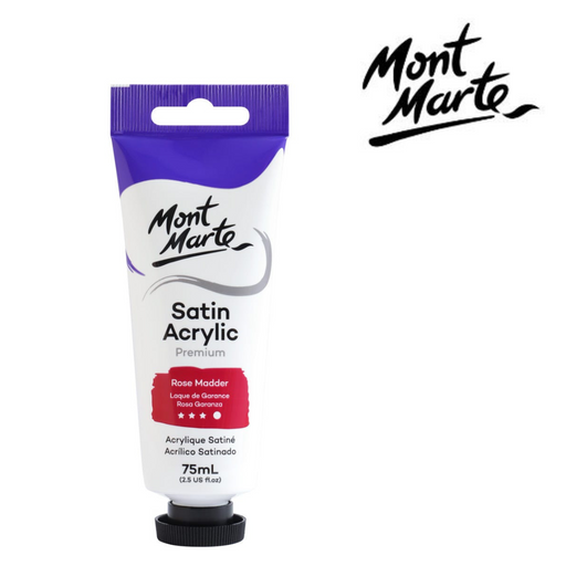 MM Satin Acrylic paint 75ml tube in Rose Madder rosy pink-red colour