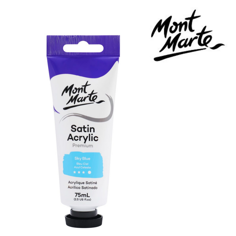 MM Satin Acrylic paint 75ml tube in Sky Blue light blue colour