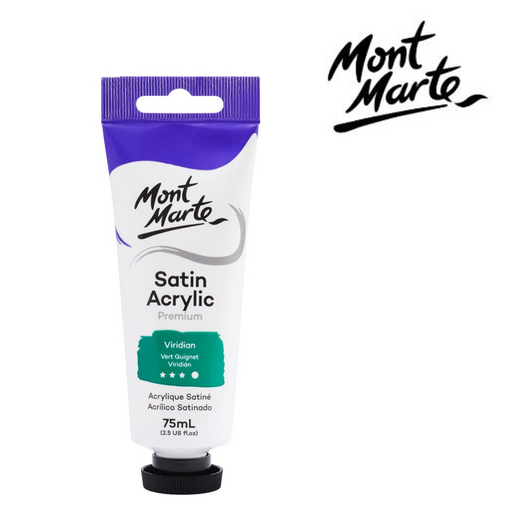 MM Satin Acrylic 75ml Viridian tube blue green acrylic paint for landscapes, foliage and seascapes