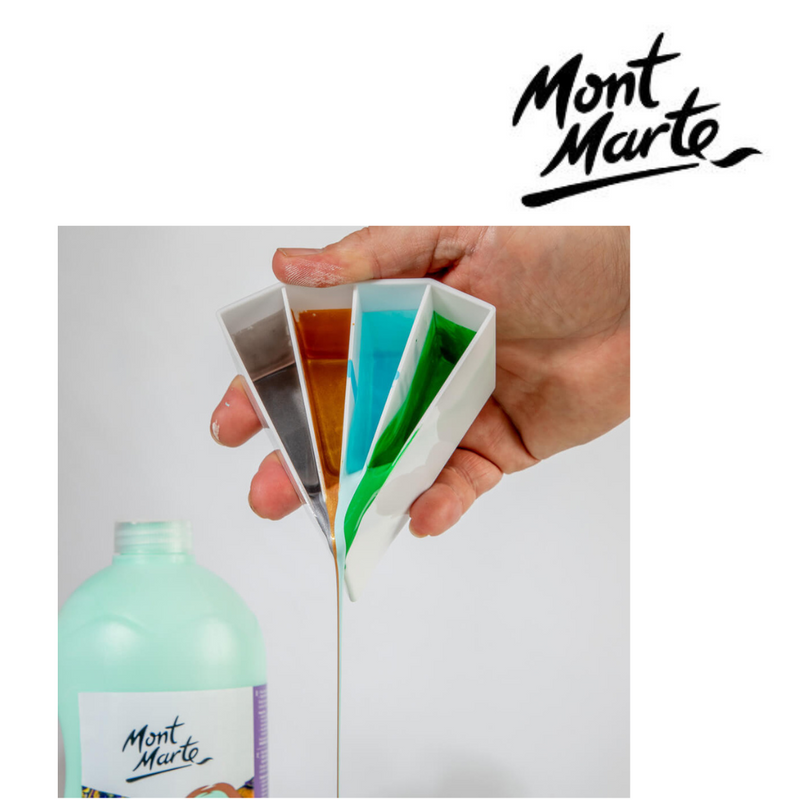 MM Split Pouring Cup divided cup for acrylic paint pouring, designed to pour multiple colours at once for fluid art ribbon and layered effects