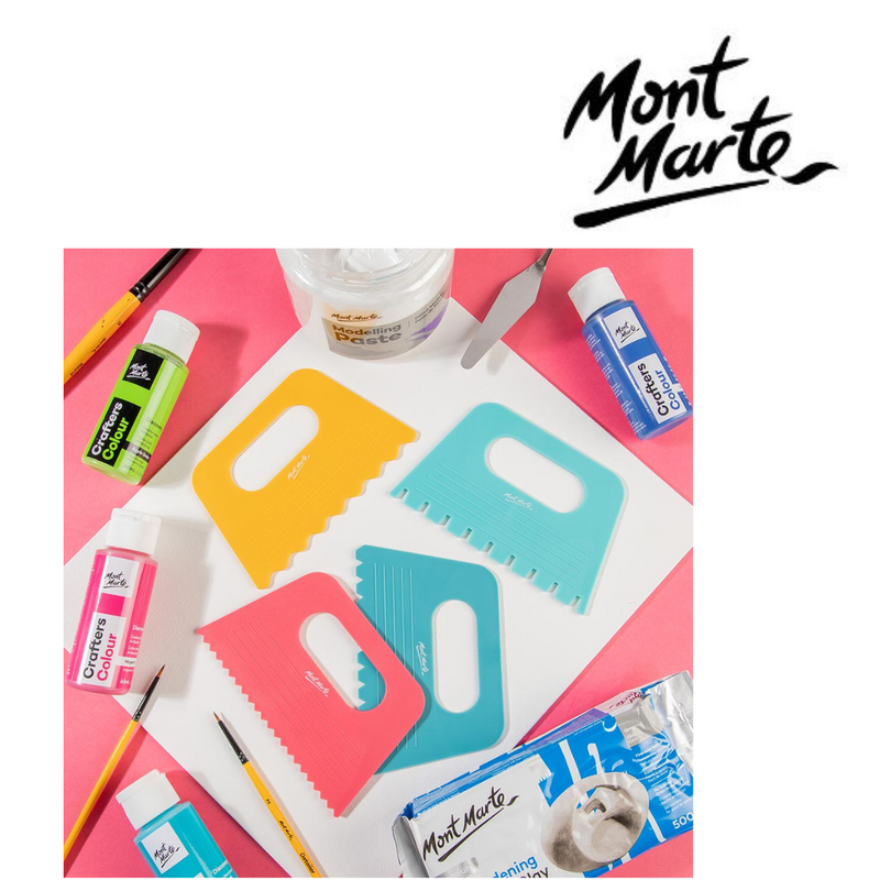 MM Texture Combs 4pc set for creating patterns and textured effects in paint, paste or clay