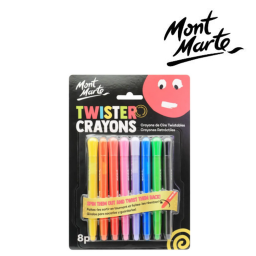 MM Twister Crayons 8pc twist-up crayons for kids colouring and drawing, no sharpening required and ideal for school or travel activities