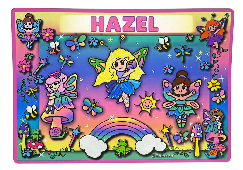 “Hazel” name placemat with colorful design