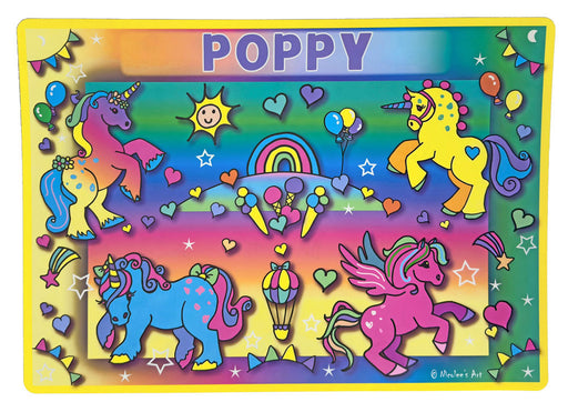 Non slip wipe clean placemat with vibrant poppy flowers