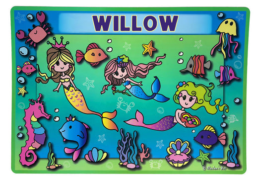 Non slip wipe clean placemat with leafy botanical design