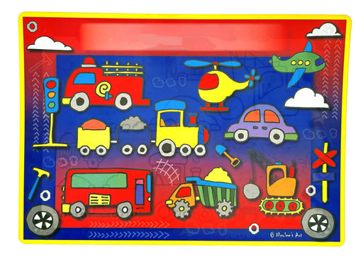 Kids non slip placemat with cars, trucks, and road scene