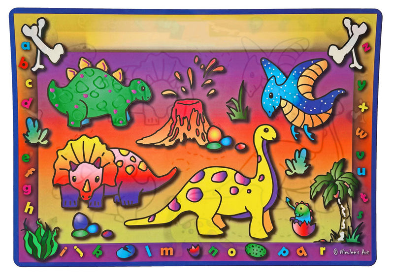 Kids dinosaur placemat with wipe-clean surface