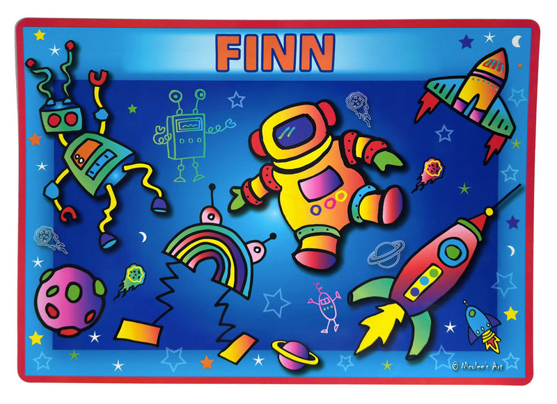 Easy clean non slip placemat with sea inspired wave pattern