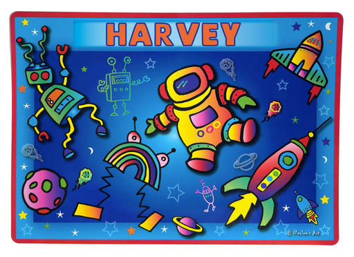 Easy clean non slip placemat with charcoal geometric design