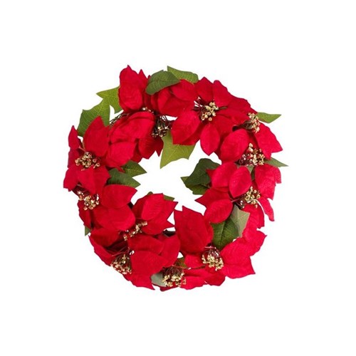 45 cm wreath with poinsettias on a door