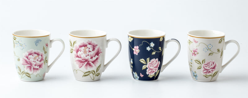 Assorted floral new bone china mug with 340 ml capacity