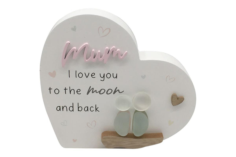 Heart plaque with Mum rock people design 15x14cm