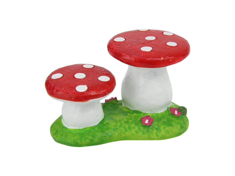 Miniature twin mushroom figurine