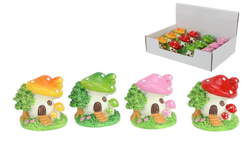 Assorted mushroom house on grass miniature